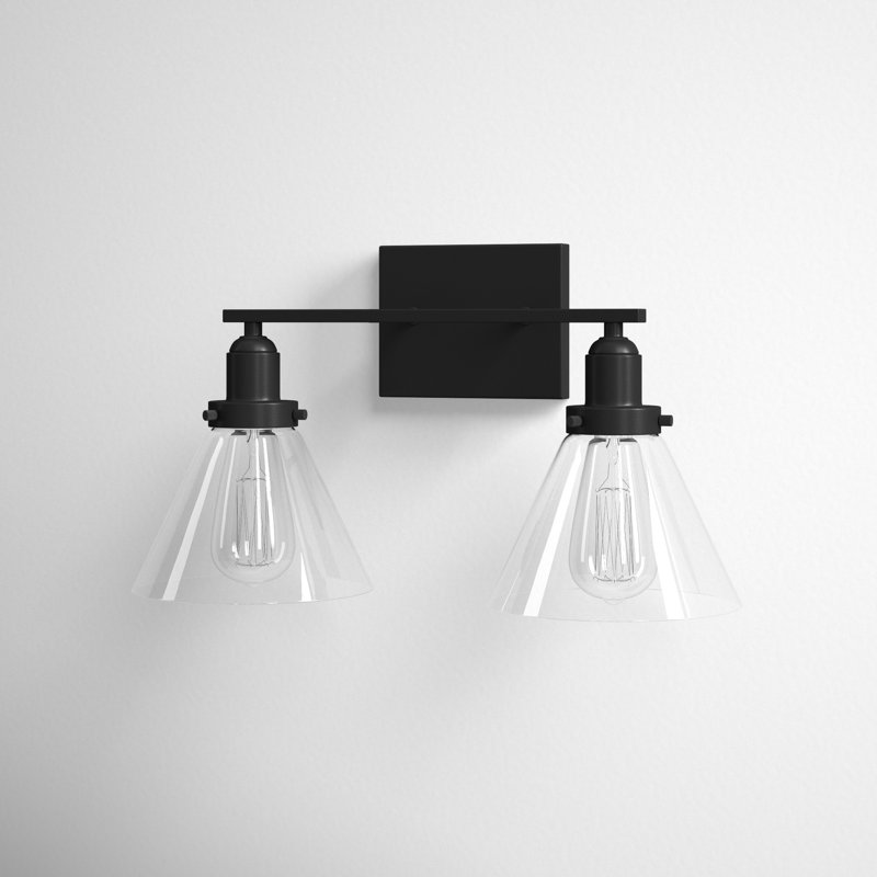 Catalina 2 Light Transparent Dimmable Vanity Light, Black