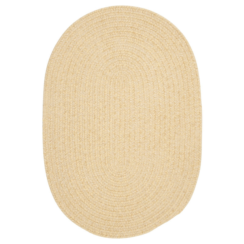 Tapis jaune tressé en chenille de couleur unie Mcclanahan, Ovale 12 pi x 15 pi
