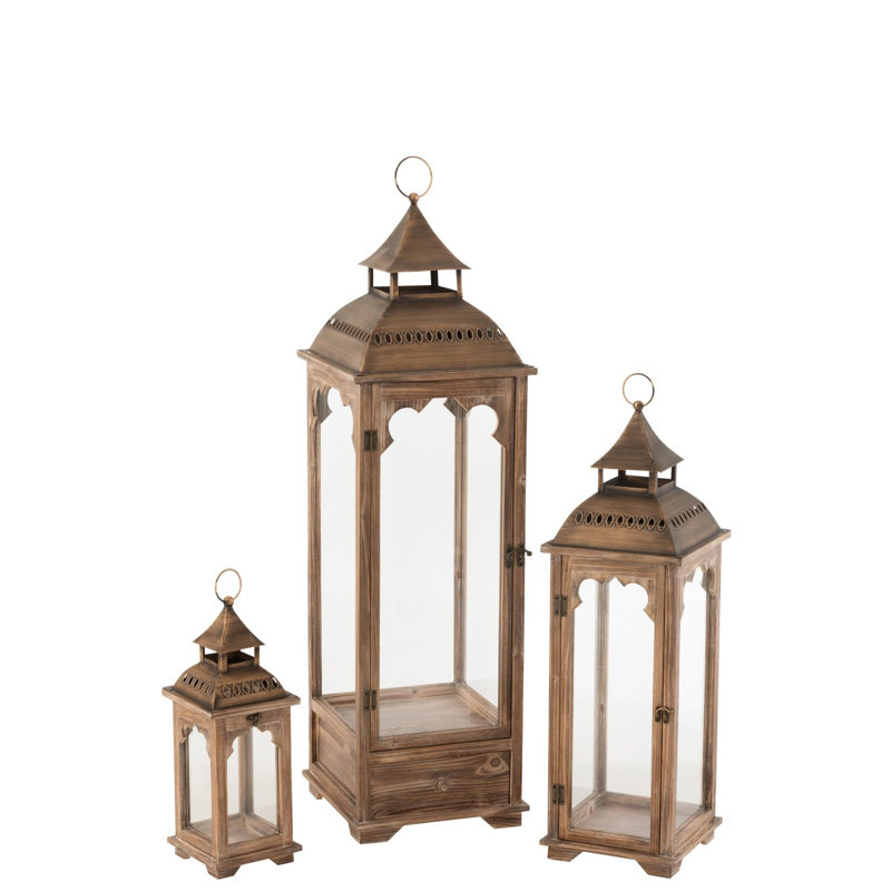 Cozy 3 Piece Wood Tabletop Lantern Set