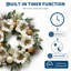 Couronne de Noël réaliste de 61 cm (24 pouces) en amaryllis avec lumières DEL et ornements électroplaqués