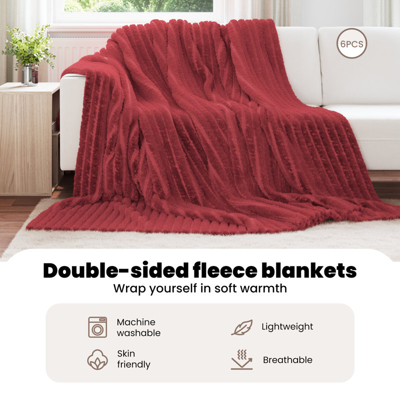 3.2-43 Throw Blanket, 270cm x 240cm, Bordeaux Red