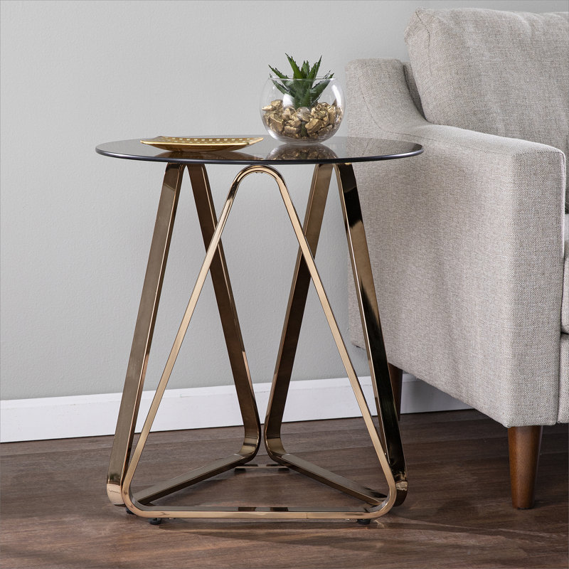 Table de bout ronde avec plateau en verre
