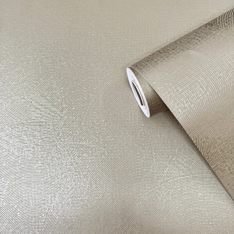 Zen 1000cm x 53cm Metallic Finish Wallpaper Roll, Beige