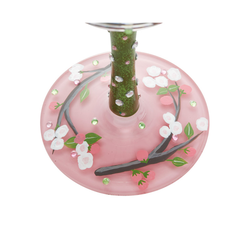 Verre à vin peint à la main L 9 po Lolita