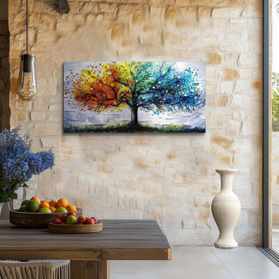 «Vibrant Tree of Life», art mural coloré sur toile H 20 po x l 40 po