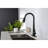 Matte Black Kitchen Faucet With Pull Out , Stainless Steel, Single Handle, Modern Design, Easy Installation Process Fingerprint Faucet, Down Hole Deck Mount, Simple To Install And Operate-195803362
