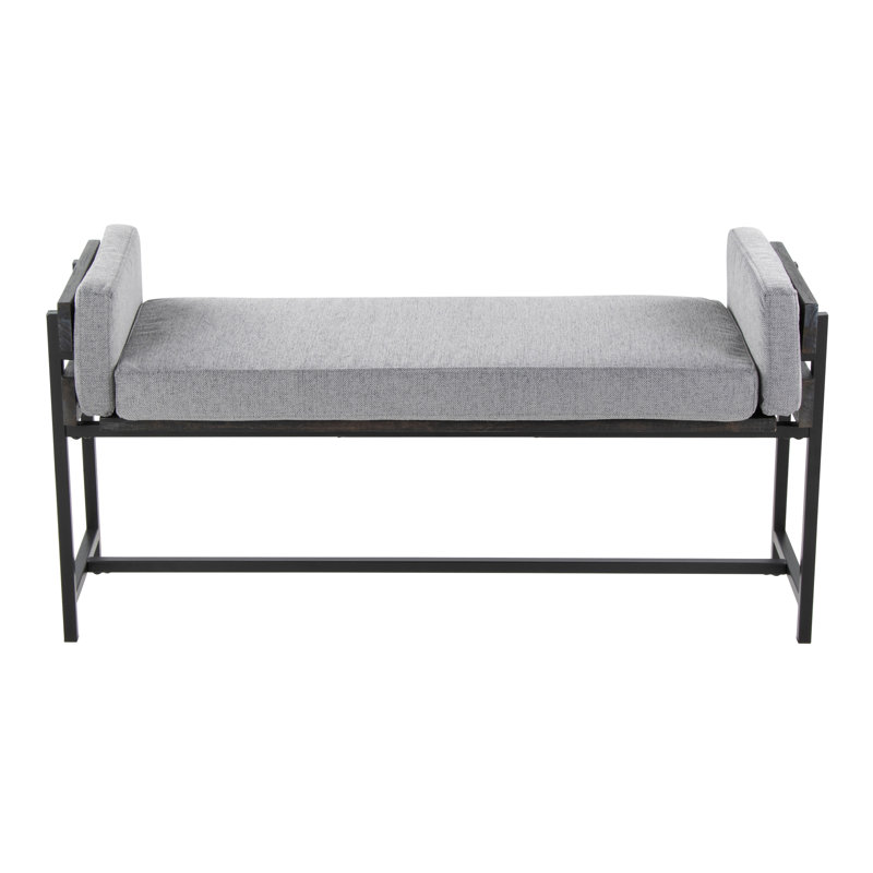 Banc de ferme 18 po avec métal, Gris