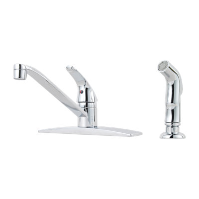 Pfirst Series 1-Handle Kitchen Faucet with Side Spray in Polished Chrome