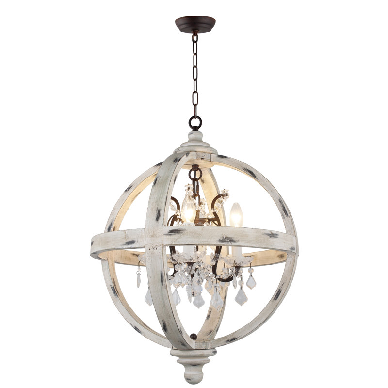 Rhoades 4 - Light Dimmable Globe Chandelier, Rustic Brown