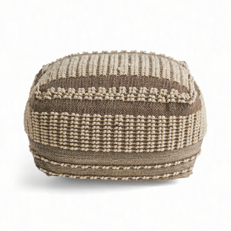Rustic Wool and Cotton Large Pouf