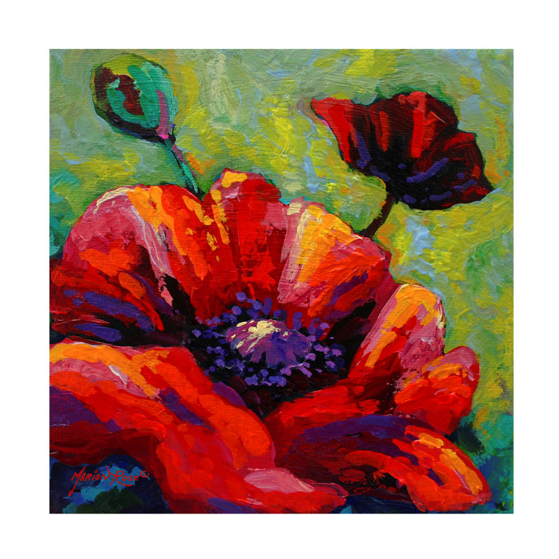 Art mural sur toile tendue - "Poppy I" de Marion Rose pour décoration de salon, de chambre à coucher ou de bureau - 18 x 18