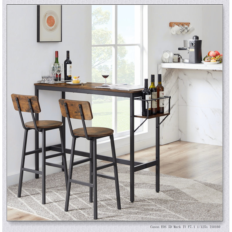 Ensemble de table de bar avec support de rangement pour bouteilles de vin