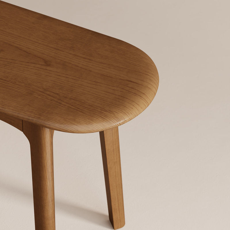Bancs minimalistes en bois massif avec un design incurvé pour le hall d'entrée et le salon, 39.4'' W, Brun
