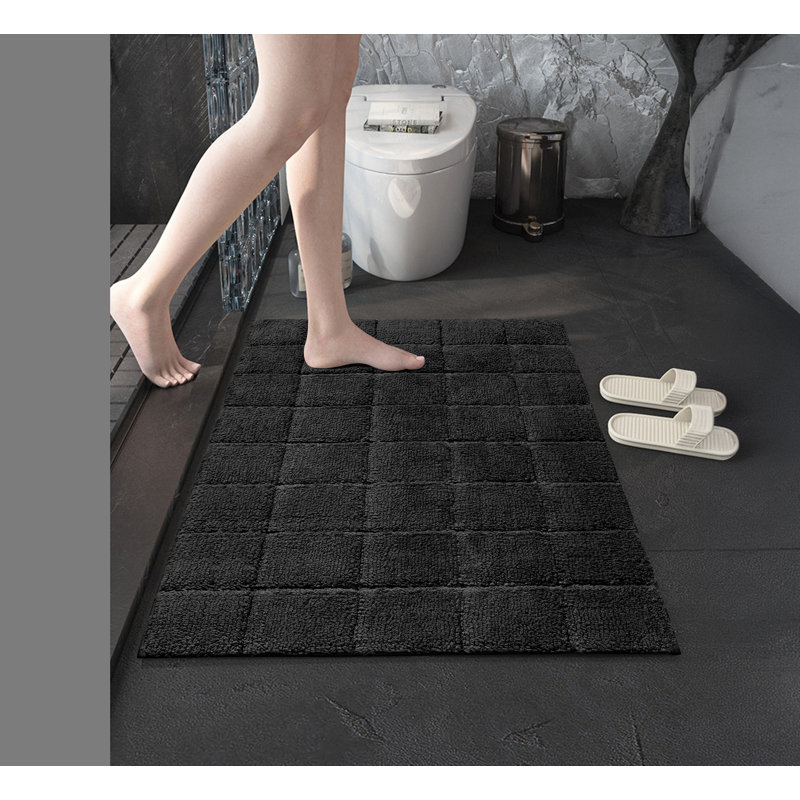 Microfiber / Microsuede Bath Mat, BLACK Geometric