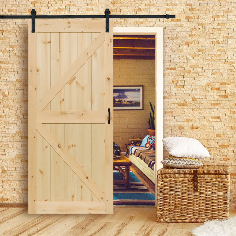 Panelled Wood Unfinished Barn Door, 36" x 83.5"