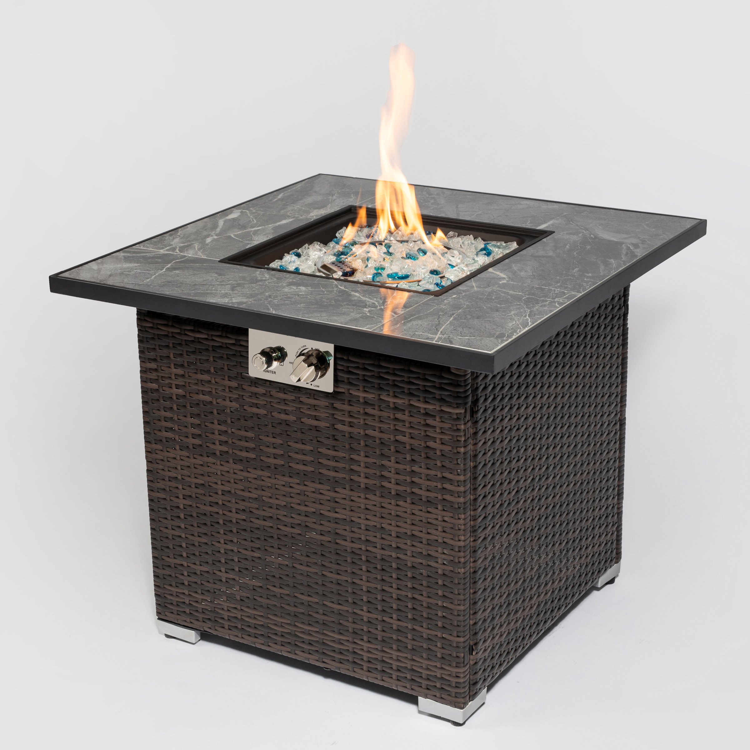Brayden Studio Outdoor Fire Table Propane Gas Fire Pit Table With Lid ...