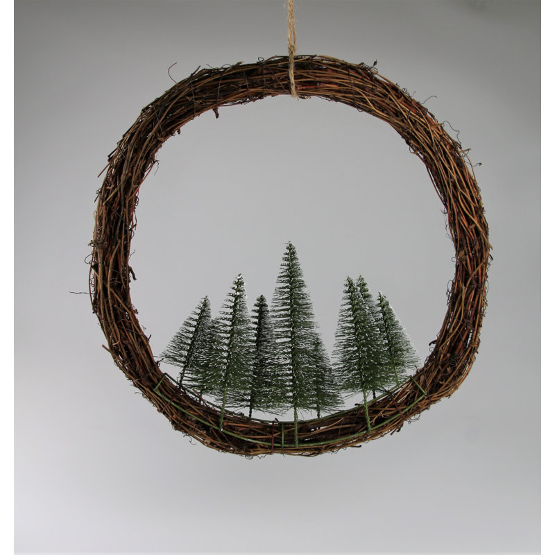 Faux Rattan Wreath, 62cm H x 62cm W x 16cm D