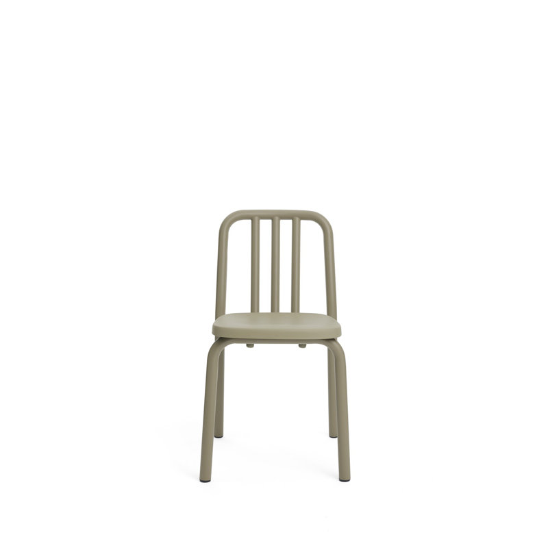 Inverleigh 47cm H Metal Slat Back Stacking Dining Chair, Olive Green
