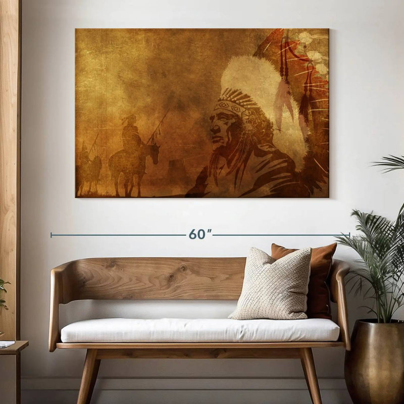 Lelar Native American Depiction, 34" H x 51" W