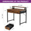 Petit bureau d'ordinateur de 31,4 po de largeur avec tiroirs, support pour écran et crochets-878453878