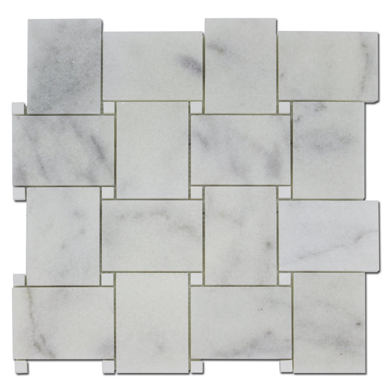 GRAND MOSAIQUE À PANIER À POIS DOLOMITE, Blanc