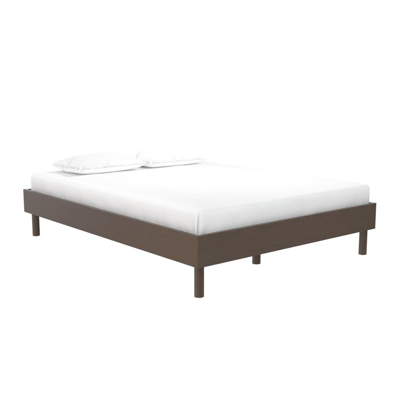 Cologne Walnut Wood Platform Bed Frame with Tool-Free Assembly, Queen Size - No Box Spring Needed, Queen