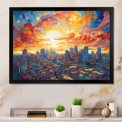 «Orange and Blue Los Angeles Views», reproduction sur toile encadrée