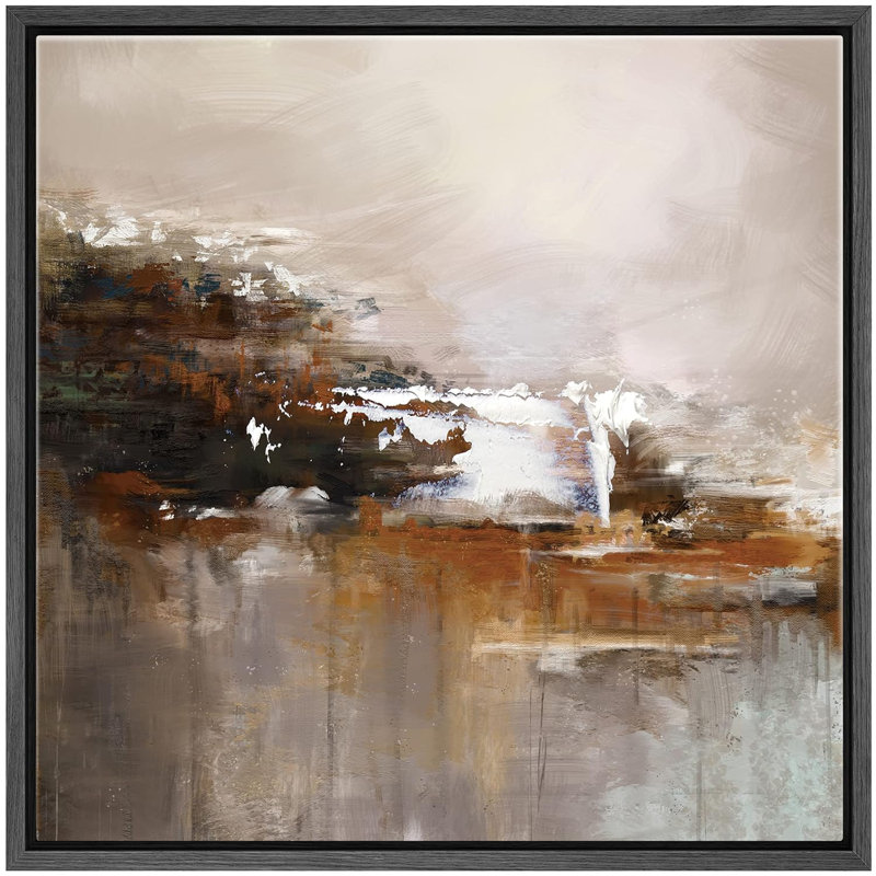 «Grunge Effect Brown & Grey Field Field Abstract Shapes Illustration Modern Art Alternative» sur, Noir, H 24 po x l 24 po