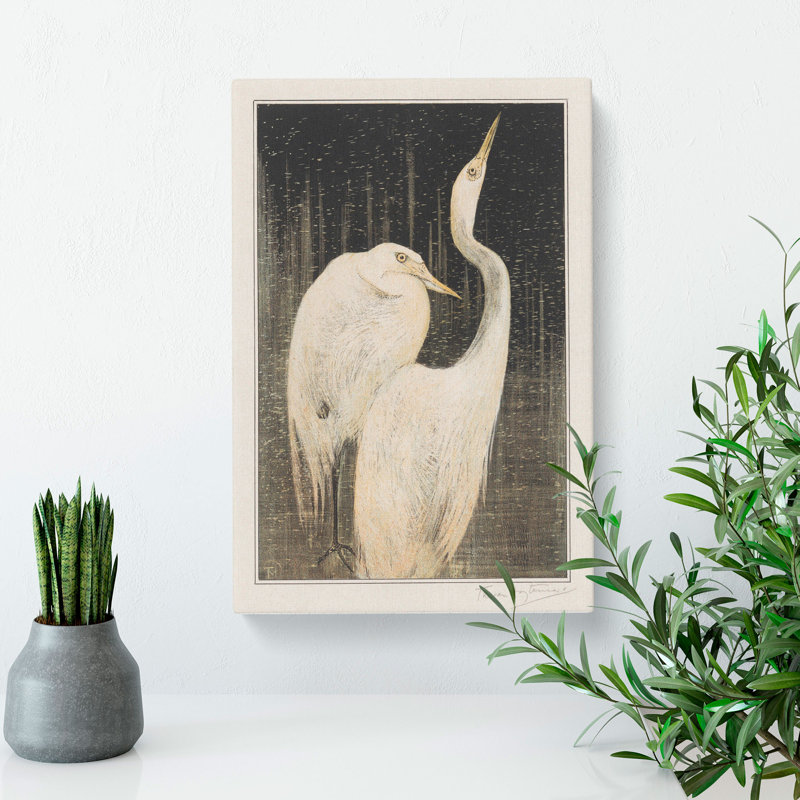 Two Egrets by Theo Van Hoytema - Wrapped Canvas Painting, 60cm H x 40cm W x 3cm D