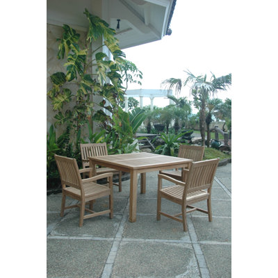 Drusilla 4 - Person Teak Wood Patio Dining Set with Square Table