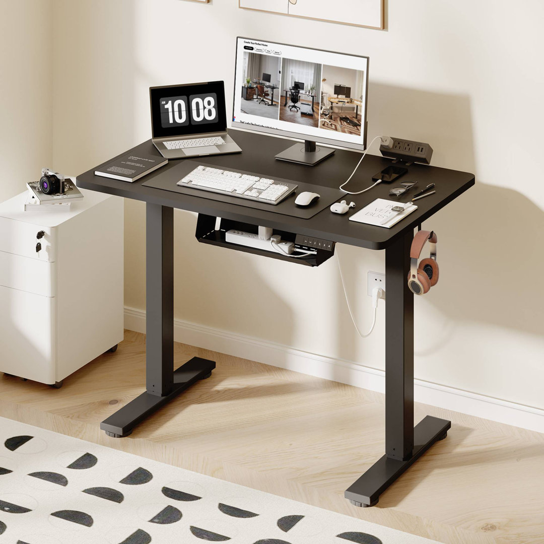 Mancheer Home Office Height Adjustable Standing Desk with USB Ports and Cable Management Tray The Twillery Co.® 