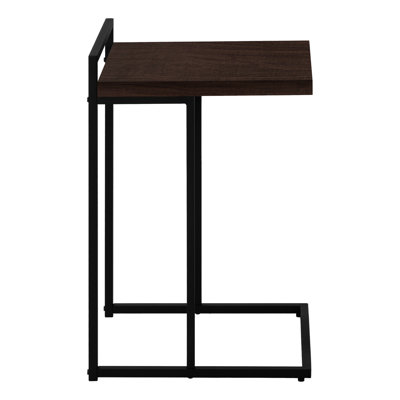Accent Table, C-shaped, End, Side, Snack, Living Room, Bedroom, Brown Laminate, Black Metal, Contemporary, Modern