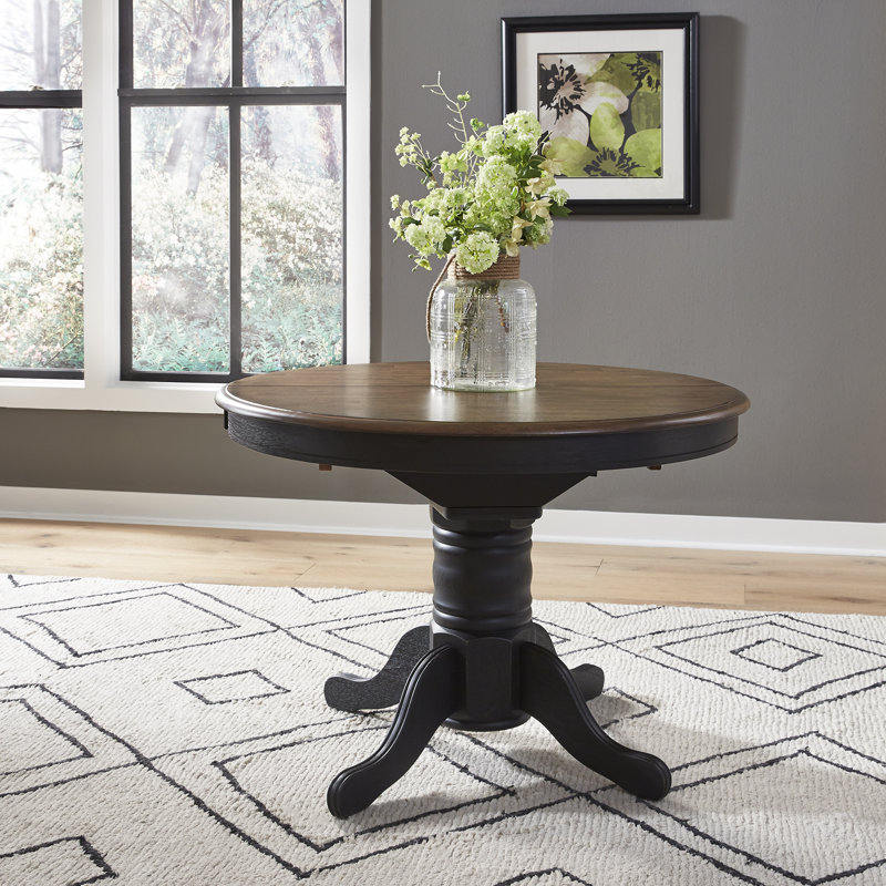 Judique Pedestal Dining Table Set, Black, 3 Pieces: Table, 2 Chairs