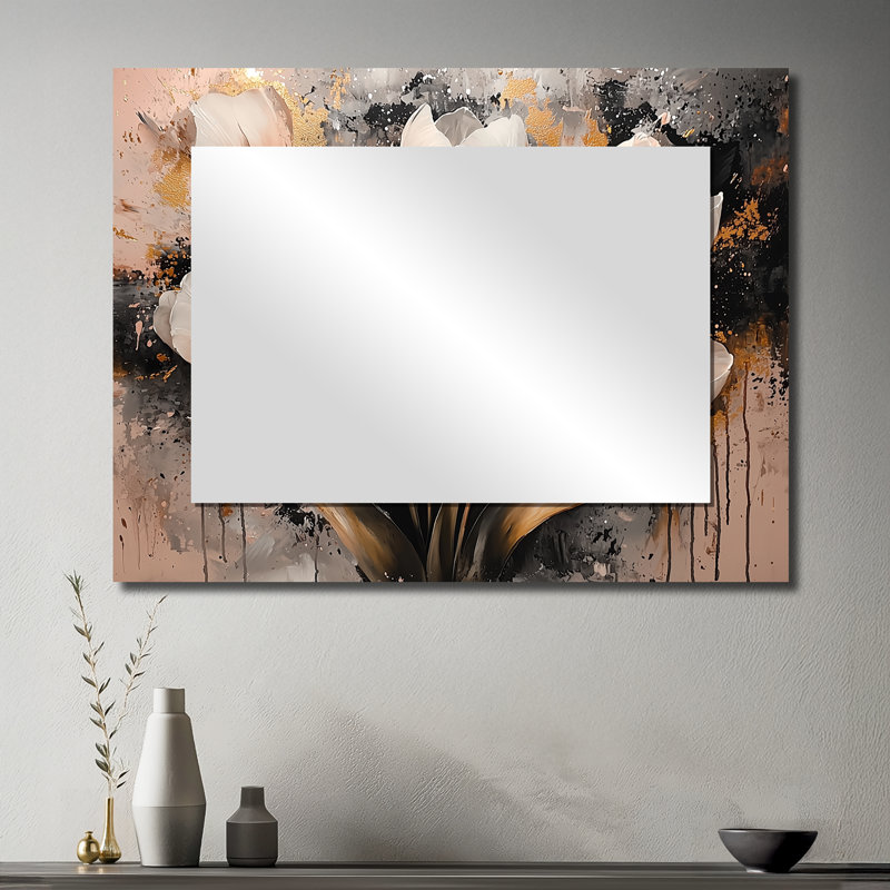 Pink Gold Morning Tulips I - Floral Decorative Mirror Wall Art - Printed On Metal, 30" x 40"