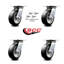 6 Inch Rubber on Aluminum Caster Set with Roller Bearings and Swivel Locks SCC