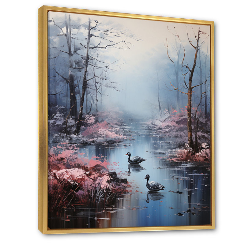 Auva, Allemagne, brume matinale, forêt, H 44 po x l 34 po x P 1,5 po, Cadre flottant doré