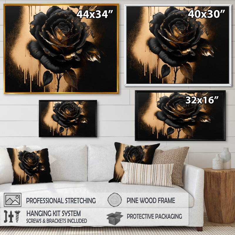 Loney - reproduction sur toile, Cadre flottant noir, H 34 po x l 44 po x P 1,5 po