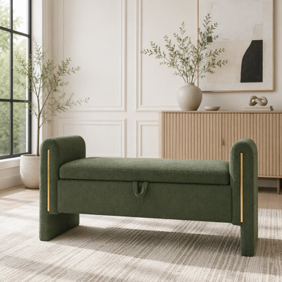 Modern Teddy Bed End Bench with Arms and Storage