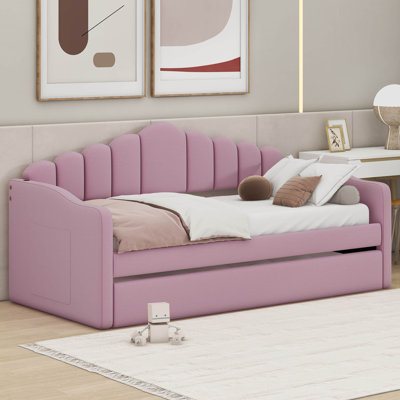 Saiya Twin size Upholstered Daybed with Trundle, Velvet Sofa bed with USB Charging Ports -  Latitude RunÂ®, E206C9DCC9024B0BB0E508033B4F6B13