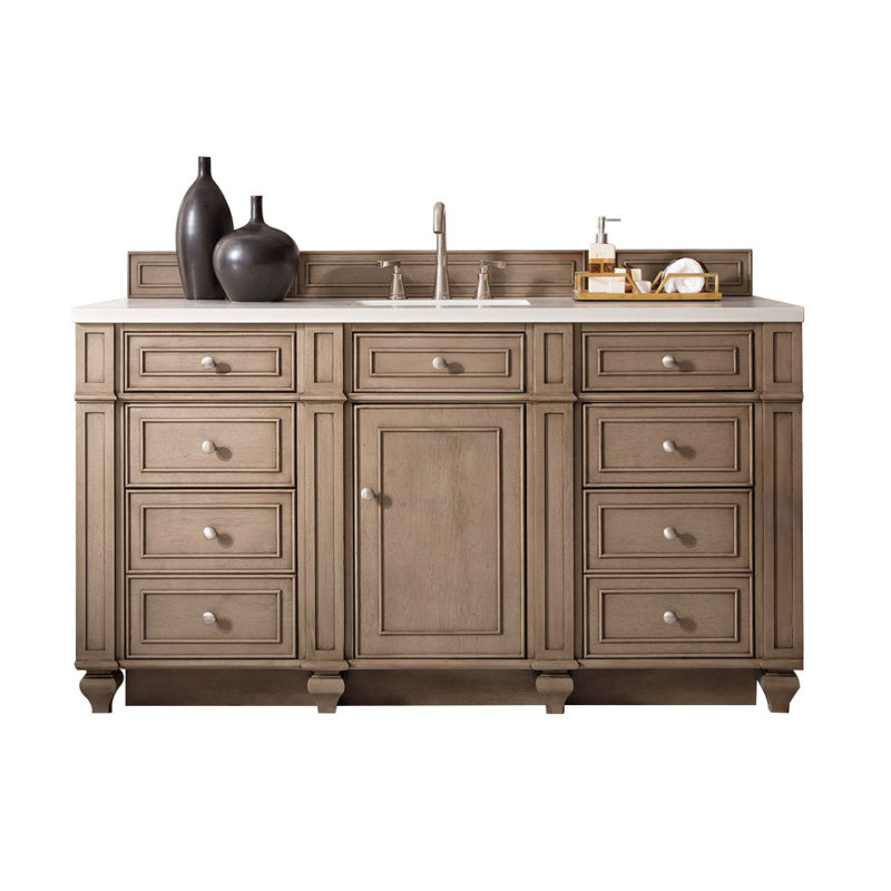 Bristol 60'' W Single Vanity, Eternal Jasmine Pearl, Whitewashed Walnut