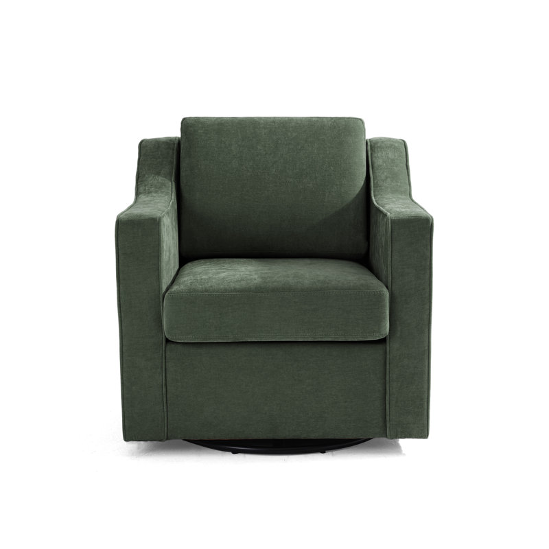 Upholstered Swivel Armchair, Green Chenille