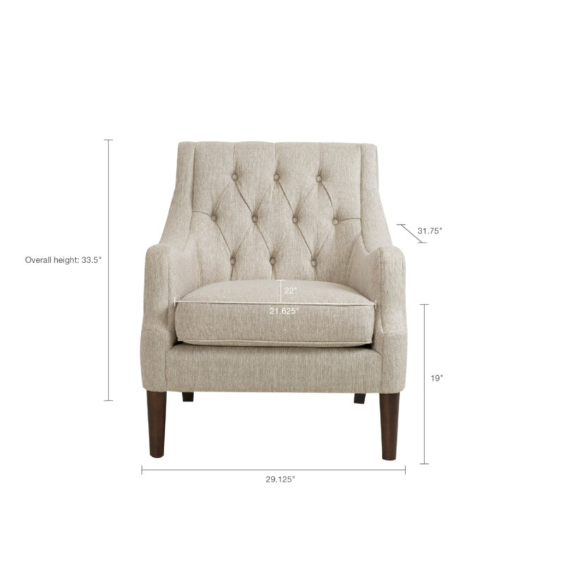Fauteuil d'appoint capitonné, Beige