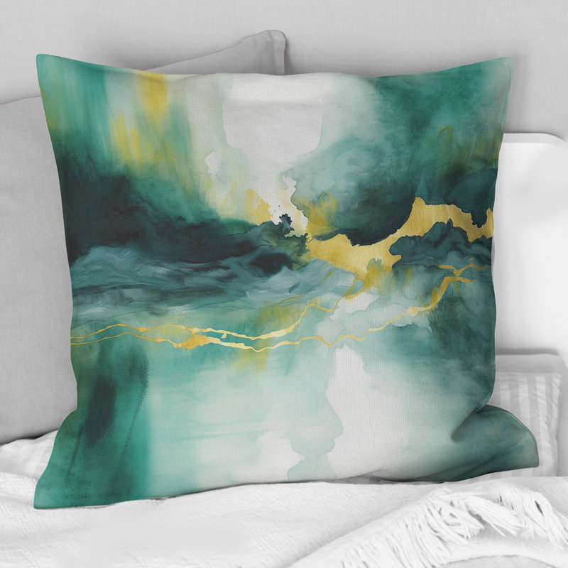 Coussin décoratif bleu avec impression à l'aquarelle bleue VI