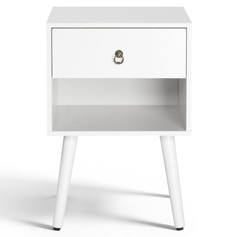 40cm W Manufactured Wood Bedside Table, White