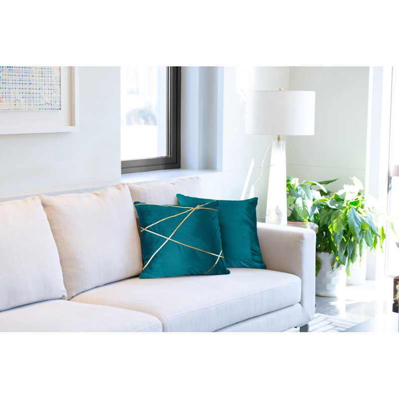 Cloughmills Geometric Square Throw Pillow Cover, Emerald