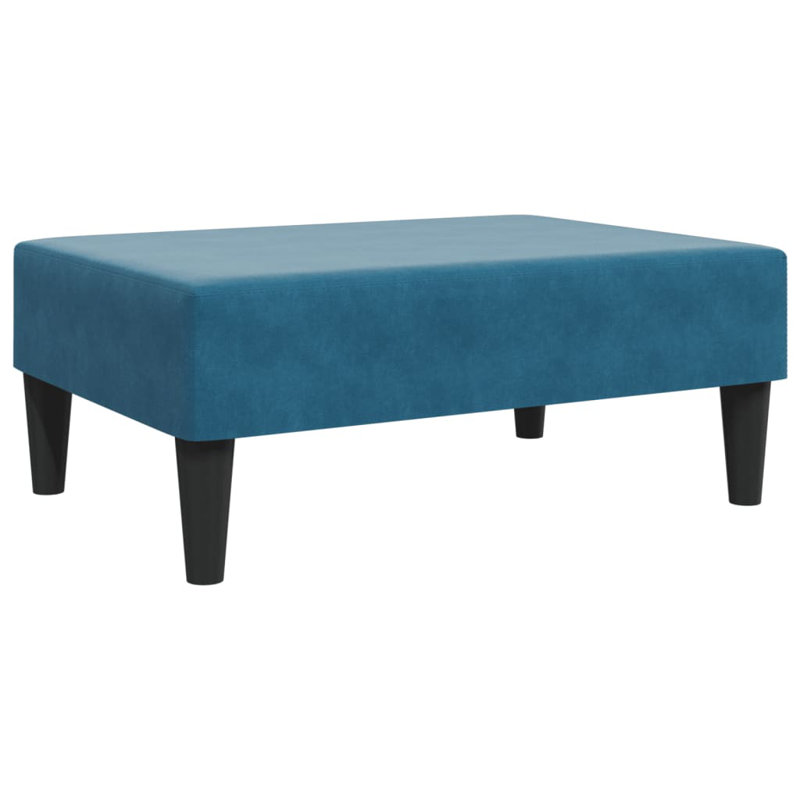 Aengus Upholstered Ottoman, Blue Velvet, Black