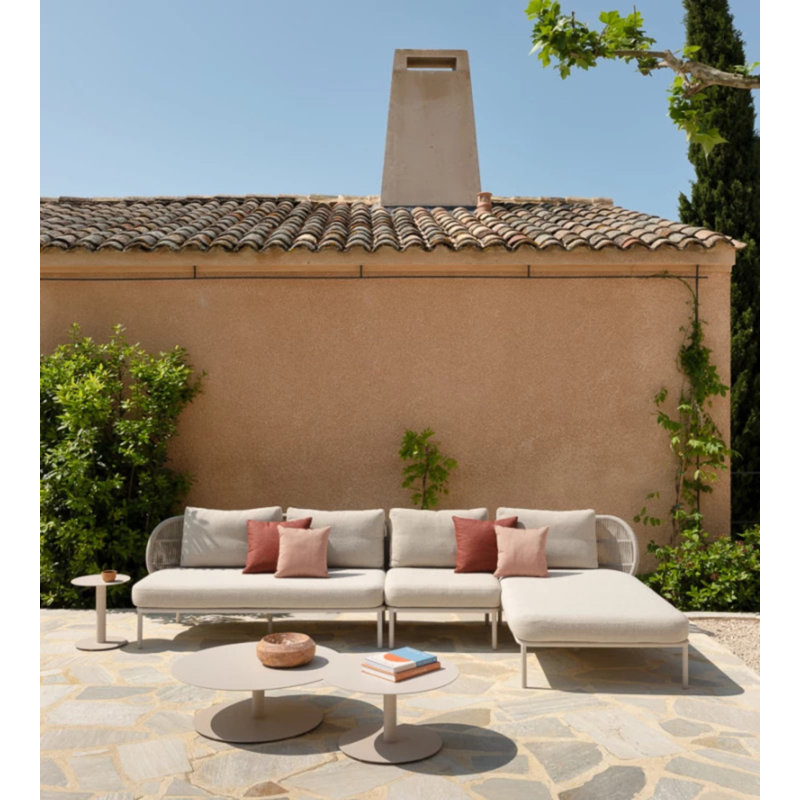 Kodo Outdoor Round Side Table, Portland, 17'' H x 16'' W x 16'' D, Dune White