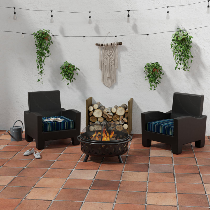 Sunbrella 23" x 22" Outdoor Deep Seat Cushion Set with Ties and Welt, Stanton Lagoon