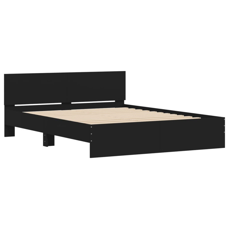 Nobue Bed, Black, Double ( 140 x 200 cm)