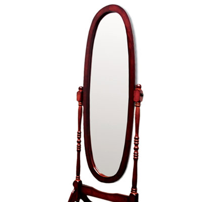 Miroir de plancher en bois 60,95 po, forme ovale - Le miroir plein réglable s'incline facilement à n'importe quel endroit.